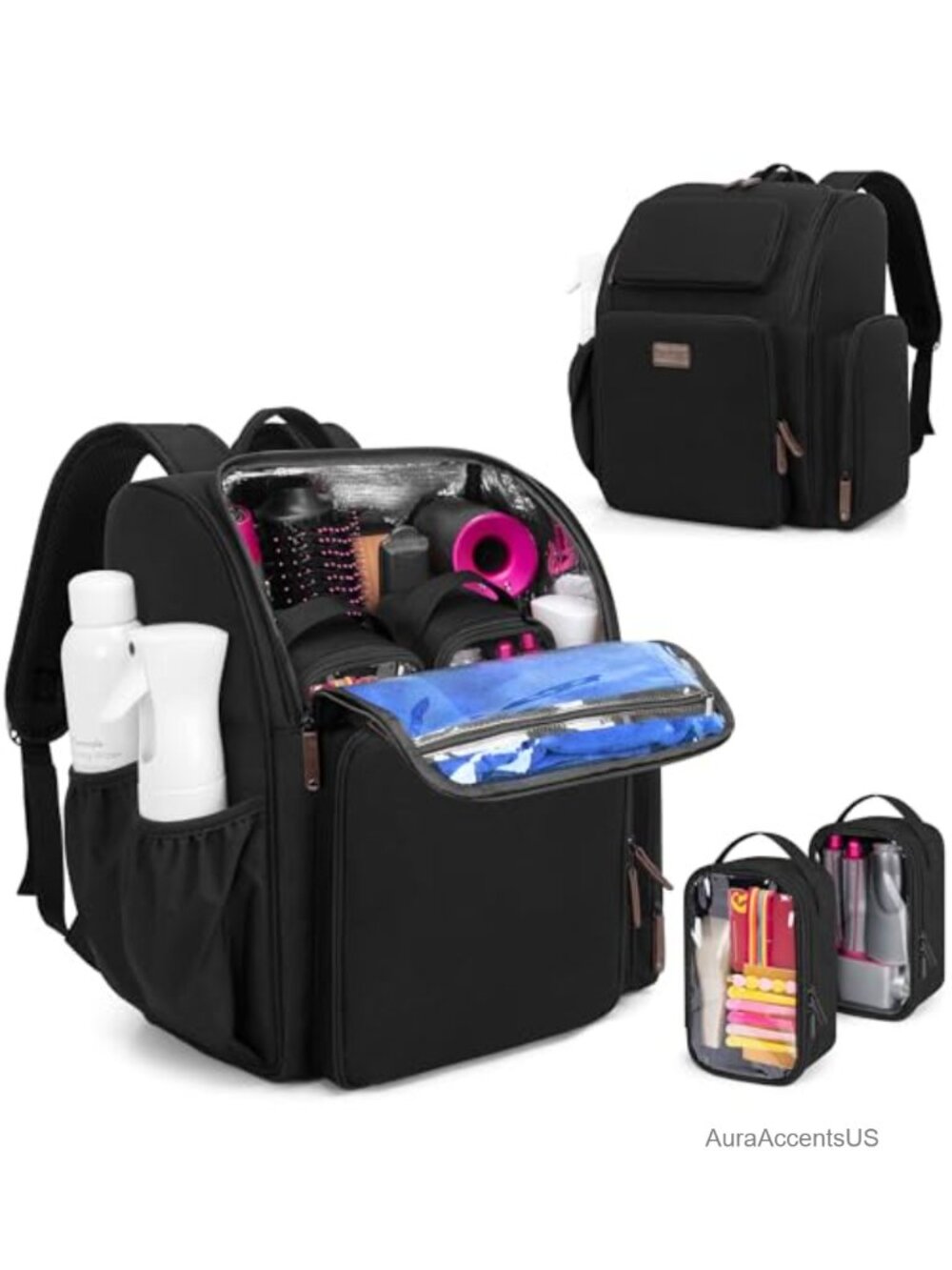 Large Insulated Hairdresser Bag with 2 Removable Pouches, Heavy-Duty Polyester,